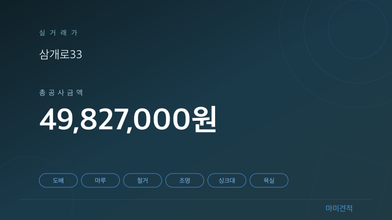 마포구 도화동 도화3지구우성아파트 32평 인테리어 실거래가 견적 요약