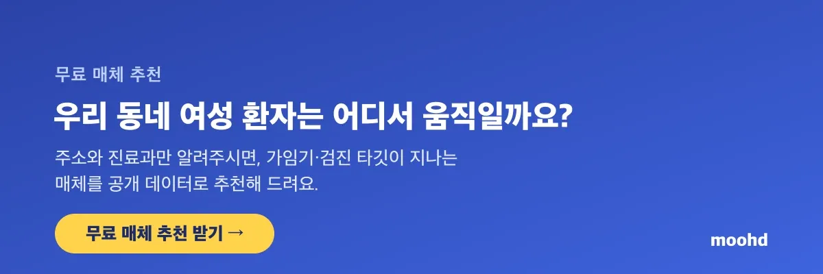 우리 동네 여성 환자가 지나는 매체, 무료로 추천 받기
