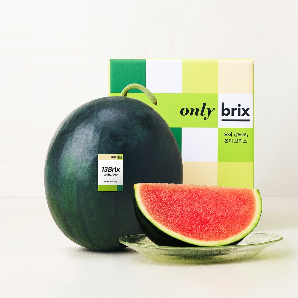 [새벽에On] 씨 없는 수박의 완성, 온리브릭스 고당도 흑수박 5kg / 6kg / 7kg (13brix/1통)