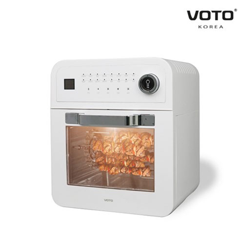 [보토] 쿡 에어프라이어 로티세리 조그셔틀 10L 화이트 다이얼, 터치, 디지털디스플레이 / 오븐겸용 / 내부투시창 / 자동열차단 / 로티세리 / 자동요리메뉴 16개 / 소비전력 1600W / 온도조절 50~220℃ / 시간조절: 1~60분 / 스테인리스내부 / 내열유리 / 크기 315x370x334mm