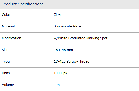 Thread Step White Vial, Screw Thread Step, 4ml Clr 13/425 Wisp Style 48 Pack of 1000 시마즈 인터넷샵