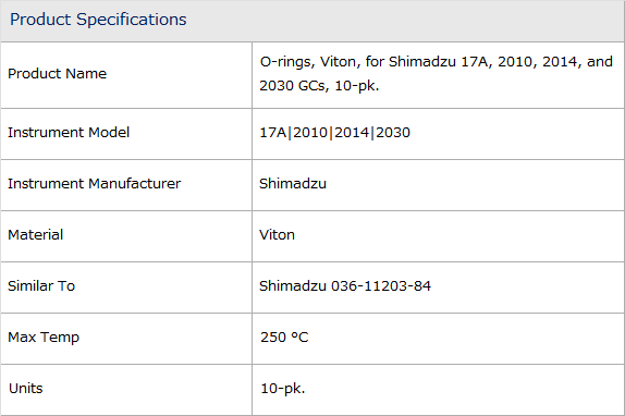 Viton O-rings, for Shimadzu 17A, 2010 and 2014 GCs, 10pk 시마즈 인터넷샵