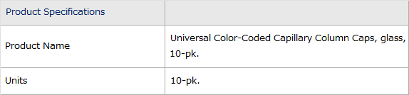 Capillary Color Code Capillary Column Caps, Color Coded Glass Caps, 10 sets (20 caps) 시마즈 인터넷샵