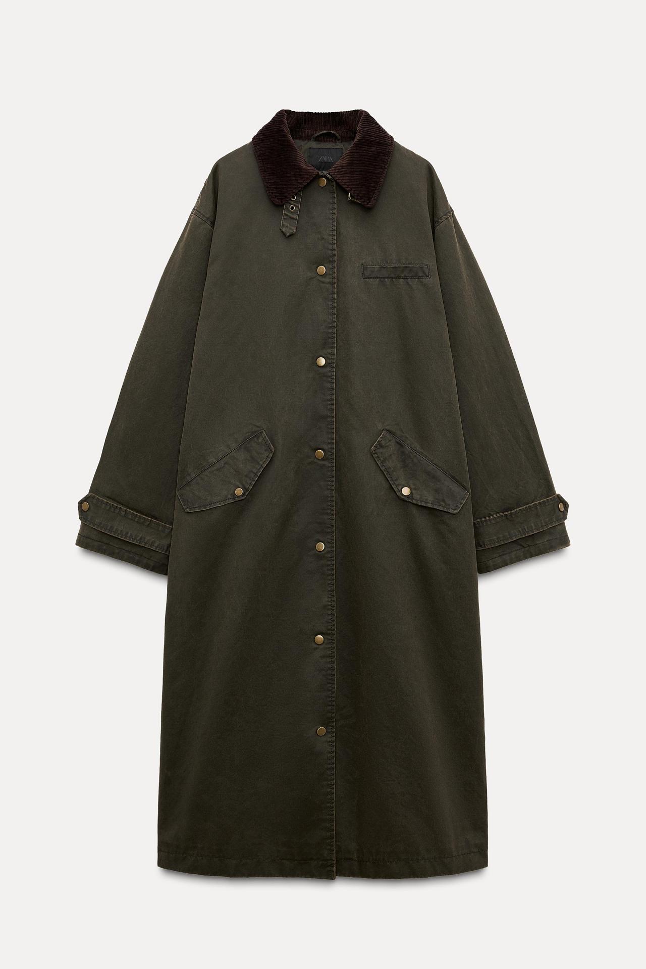 자라 코듀로이 칼라 트렌치코트 4341/882 MOSS GREEN 상세 이미지 7