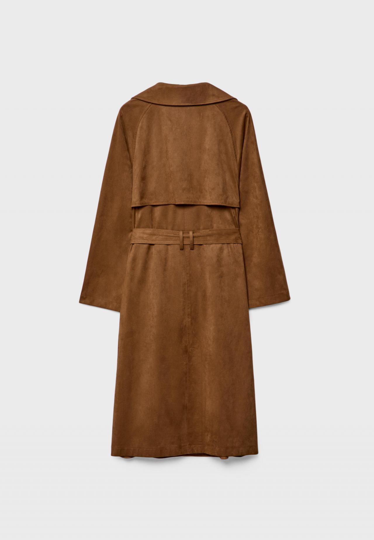 스트라디바리우스 스웨이드 롱 트렌치코트 1851/683 PALE CAMEL 상세 이미지 8