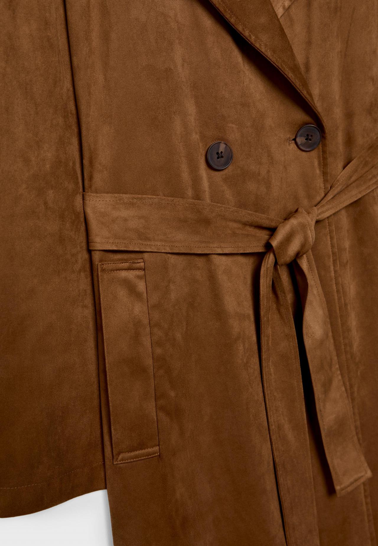 스트라디바리우스 스웨이드 롱 트렌치코트 1851/683 PALE CAMEL 상세 이미지 9