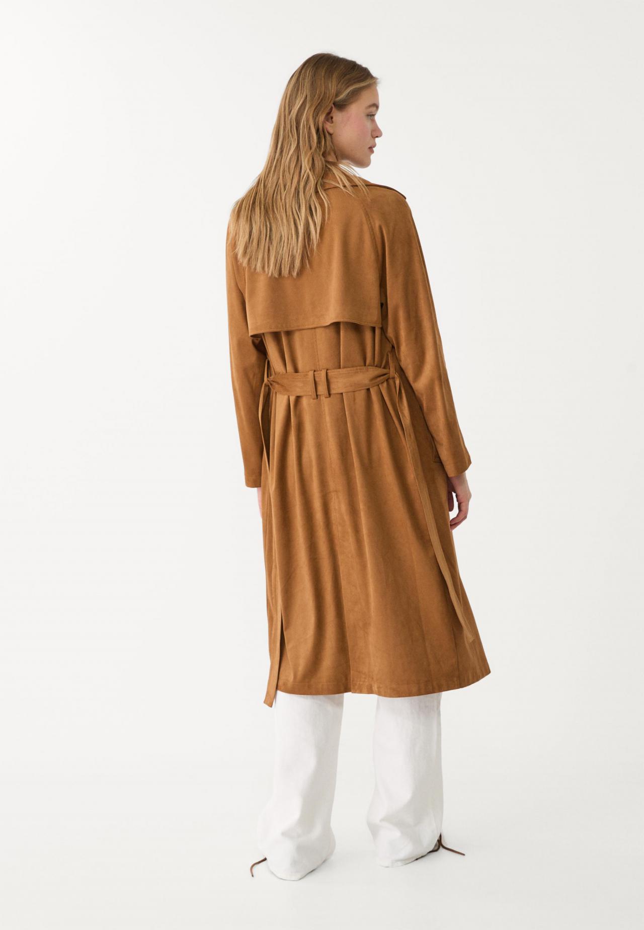 스트라디바리우스 스웨이드 롱 트렌치코트 1851/683 PALE CAMEL 상세 이미지 14