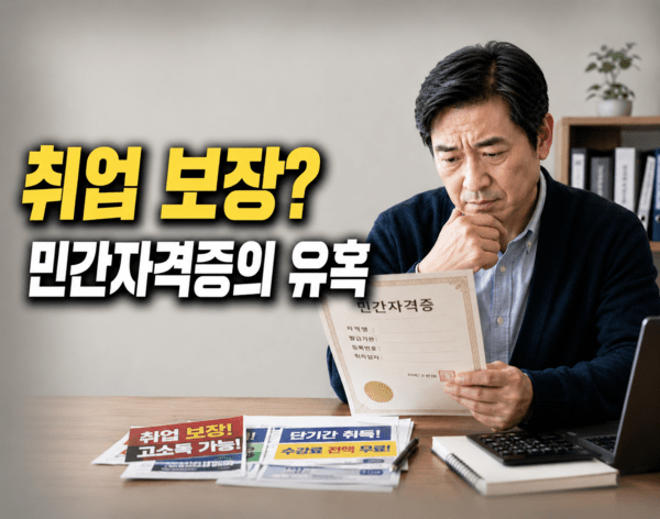 기사 이해를 돕기 위한 AI 생성 이미지 | 민간자격증 광고를 보는 중장년 남성