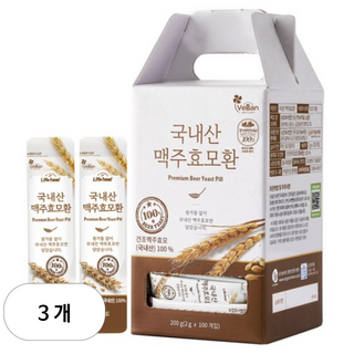 라이프힐 국내산 맥주효모환, 200g, 3개